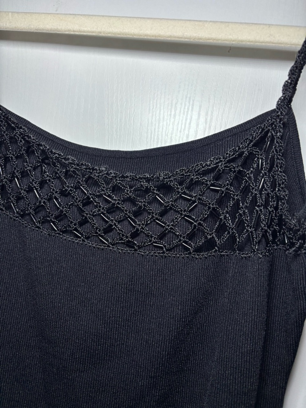Y2K Black Beaded Crochet Cami Top Grunge Edgy Night Out Festival Whimsigoth - Picture 3 of 7